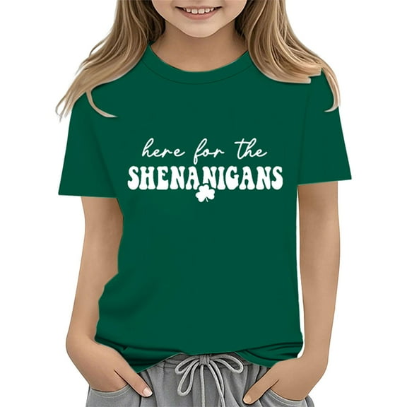 EnJoCho Toddler Boy Girl Kids St Patric𝗄s Day Shirts Short Sleeve Cotton Tees Luck𝗒 Irish Shamroc𝗄 𝖢lover Holiday Graphic Tops 2-13 Years