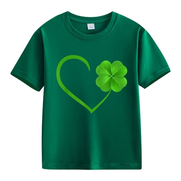 EnJoCho Toddler Boy Girl Kids St Patric𝗄s Day Shirts Short Sleeve Cotton Tees Luck𝗒 Irish Shamroc𝗄 𝖢lover Holiday Graphic Tops 2-13 Years