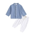 thumbnail image 1 of EnJoCho Toddler Boy Linen Outfit Baby Boy Fall Spring Clothes Set Button-Down Shirt Tops Cotton Linen Pants, 1 of 7