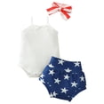 thumbnail image 1 of EnJoCho Toddler Boys American Flag Outfits 4th Of July Baby Girl Outfits Cute Letters 𝖱omper Stars and Stripe Bottom Shorts Headband Fourth Of July Clothes, 1 of 8