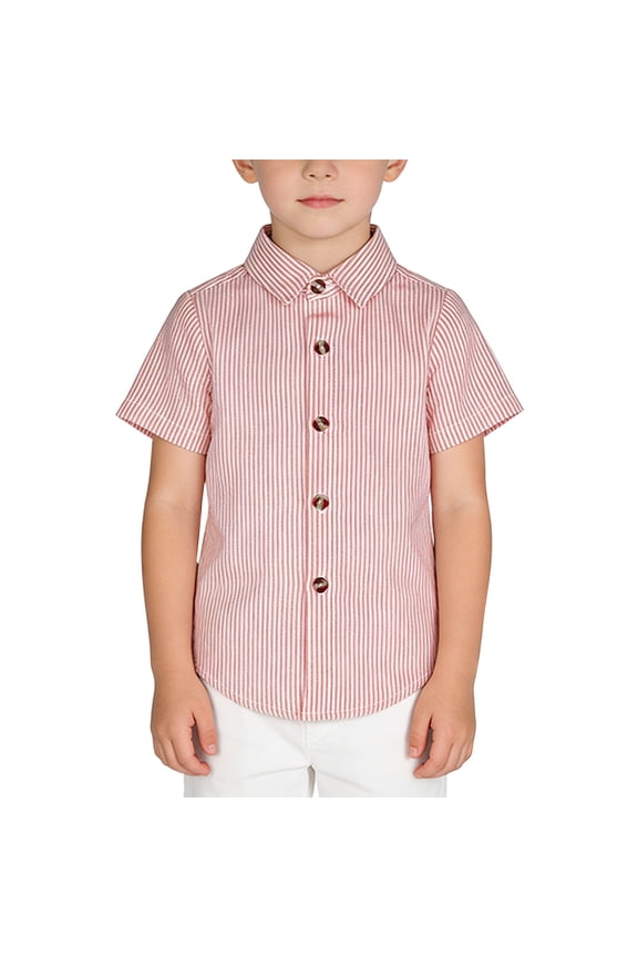 Toddler Boys Button Down Dress Shirt Short Sleeve Stripe Casual Beach Summer Pocket School Party Wedding Comfortable Lightweight Soft Everyday Photos Gift Holiday