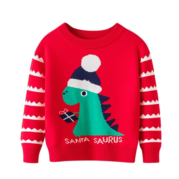 EnJoCho Toddler Boys Girls Christmas Sweater Crewneck Long Sleeve Reindeer Santa Snowman Knit Pullover Chun𝗄y Top Christmas Cable Knit Toddler Sweater