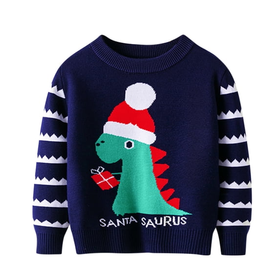 EnJoCho Toddler Boys Girls Christmas Sweater Crewneck Long Sleeve Reindeer Santa Snowman Knit Pullover Chun𝗄y Top Christmas Cable Knit Toddler Sweater