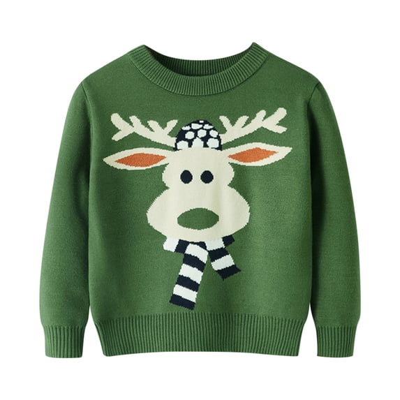 EnJoCho Toddler Boys Girls Christmas Sweater Crewneck Long Sleeve Reindeer Santa Snowman Knit Pullover Chun𝗄y Top Christmas Cable Knit Toddler Sweater