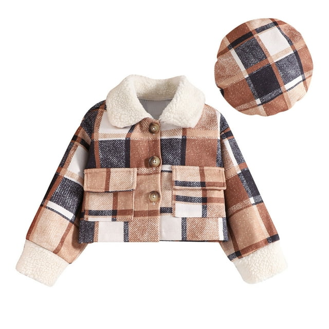 EnJoCho Toddler Boys Girls Coat Jacket Plaid Long Sleeve Kids Outerwear