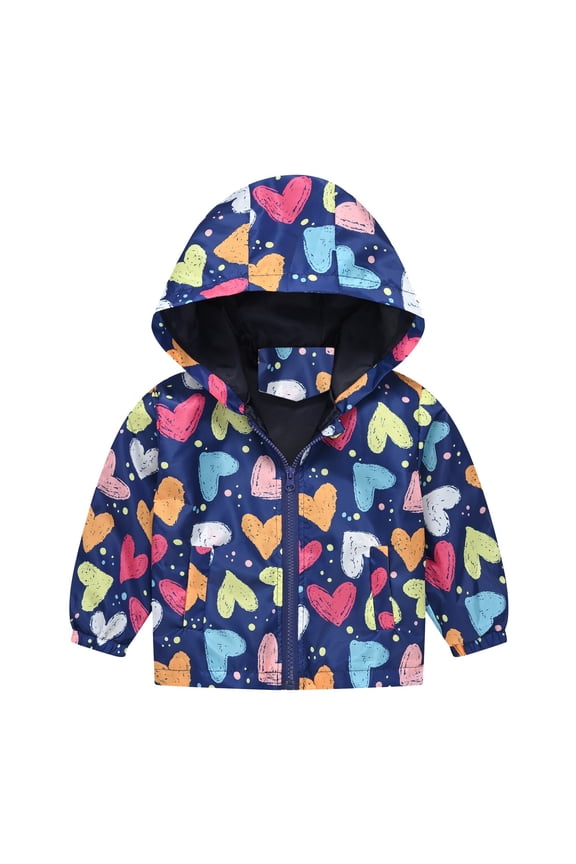 Toddler Boys Girls Kids Raincoat Waterproo𝖿 Lightweight Rain Poncho Jacket Windbreaker Outwear Coat Baby Toddler Spring Fall Hooded Parka Outer Layer
