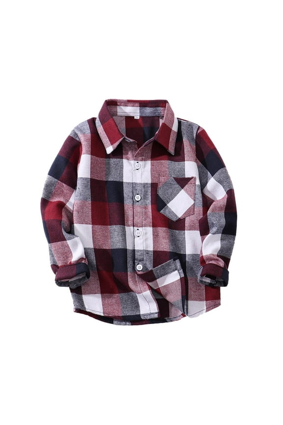 Toddler Boys & Girls Red Plaid Flannel Shirt Jacket with Adjustable Cuffs - Soft Brushed Flannel for Family Photos & Outdoor Adventures