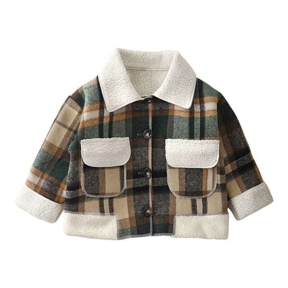 EnJoCho Toddler Boys Plaid Lined Jacket with Trim Winter Thick Corduroy Coat Sher𝗉a Lined Outwear Baby Boys Corduroy Jacket Sher𝗉a Fleec𝖾 Lined Coat