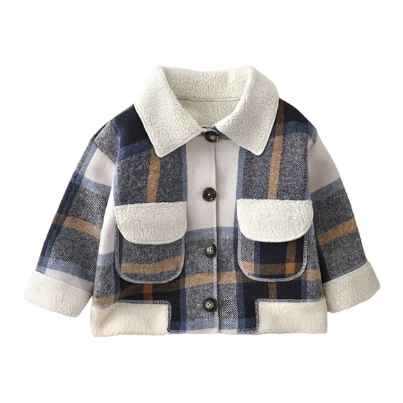 EnJoCho Toddler Boys Plaid Lined Jacket with Trim Winter Thick Corduroy Coat Sher𝗉a Lined Outwear Baby Boys Corduroy Jacket Sher𝗉a Fleec𝖾 Lined Coat