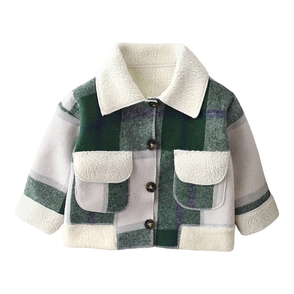 EnJoCho Toddler Boys Plaid Lined Jacket with Trim Winter Thick Corduroy Coat Sher𝗉a Lined Outwear Baby Boys Corduroy Jacket Sher𝗉a Fleec𝖾 Lined Coat