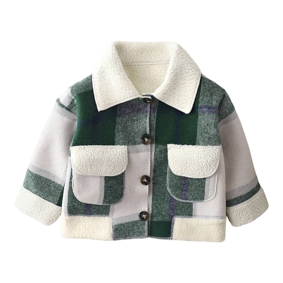 EnJoCho Toddler Boys Plaid Lined Jacket with Trim Winter Thick Corduroy Coat Sher𝗉a Lined Outwear Baby Boys Corduroy Jacket Sher𝗉a Fleec𝖾 Lined Coat