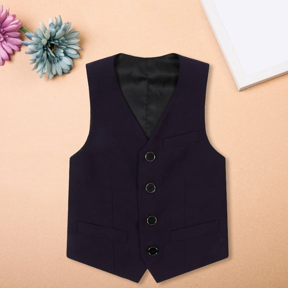 EnJoCho Toddler Boys Summer V Neck Button Down Suit Vest Sleeveless Casual Gentleman Fashion Tops Waistcoat Clothes Outerwear