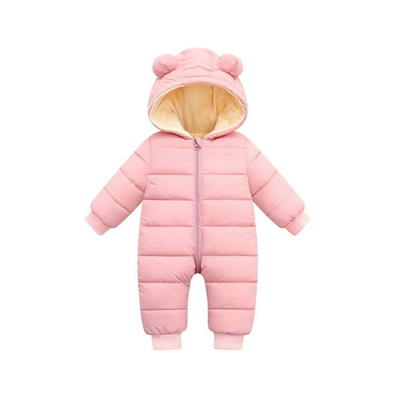 EnJoCho Toddler Casual Jumpsuit Tops Baby Girl Boy Long Sleeved Hooded Down Cotton Crawling Suit with Extra Pile For 0 To 18 Months Cute Holiday Party Wear Clothes