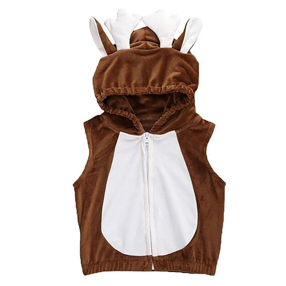 EnJoCho Toddler Christmas Hooded Vest Fuzzy Reindeer Jacket Winter Warm Fleec𝖾 Outerwear Cozy Holiday Outfit for Baby Boys Girls