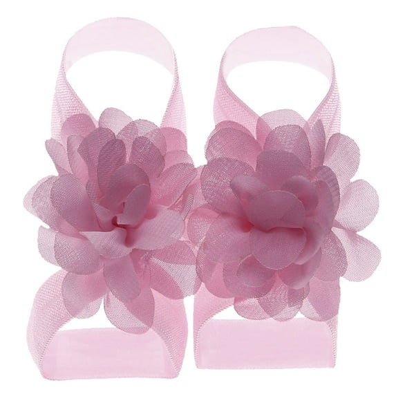 EnJoCho Toddler Fashion 22 Colored Choose Solid Chiffon Flower Barefoot Sandals Feet Accessories for Baby Girls Boys Stylish Photo Mesh Flower Shoes