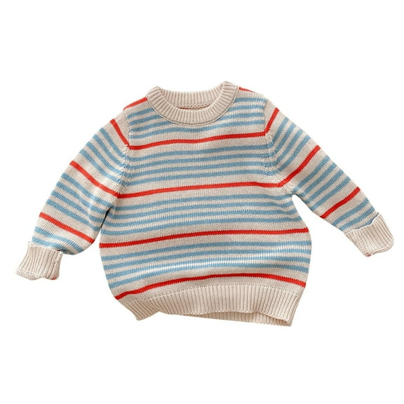 EnJoCho Toddler Fashion Coat Babys Kids Toddler Girls Boys Spring Winter Long Sleeve Striped Knit Sweater Pullover Tops Clothes Kids Trendy Fall Winter Wear for School Home