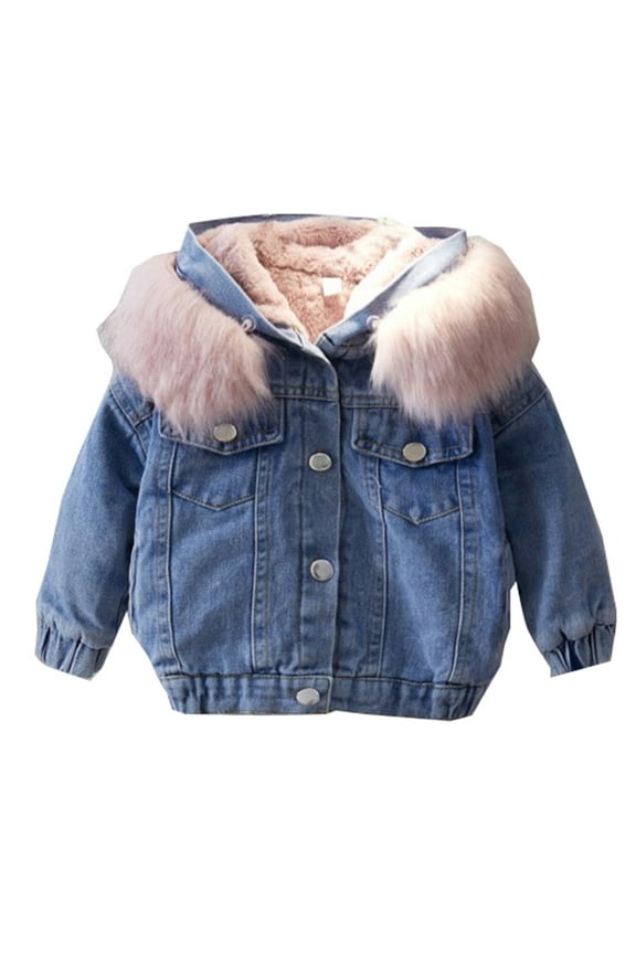 Toddler Fashion Outfit Toddler Babys Girls Boys Thick Warm Hooded Jean Coat Spring Winter Clothes Coat Jacket Kids Trendy Wear 12-18 Months