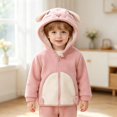 thumbnail image 1 of EnJoCho Toddler Fleece Jacket, Kids 3D Animal Hood Zip Up Plush Coat, Penguin Bunny Dinosaur Hoodie for Baby Boys Girls Fall and Winter Daily Wear, 1 of 4