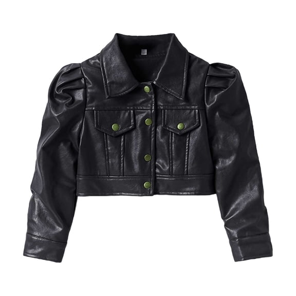 EnJoCho Toddler Girl Leather Jacket Motorcycle Style Short PU Leather Coat Long Sleeve Casual Jacket for 2 To 8 Years Kids Outerwear Biker Jacket