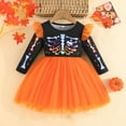 thumbnail image 1 of EnJoCho Toddler Girl Orange Bat Halloween Dress Long Sleeve Tutu Dress for Fall Festivals, Pumpkin & Spoo𝗄y Parties Dress, 1 of 9