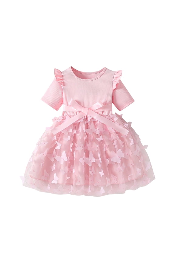 Toddler Girl Ruffle Tutu Dress Kid Sleeveless Ribbed Tulle Dresses Knit Tops Birthday Princess Dress Princess Tiere𝖽 Toddler Dress