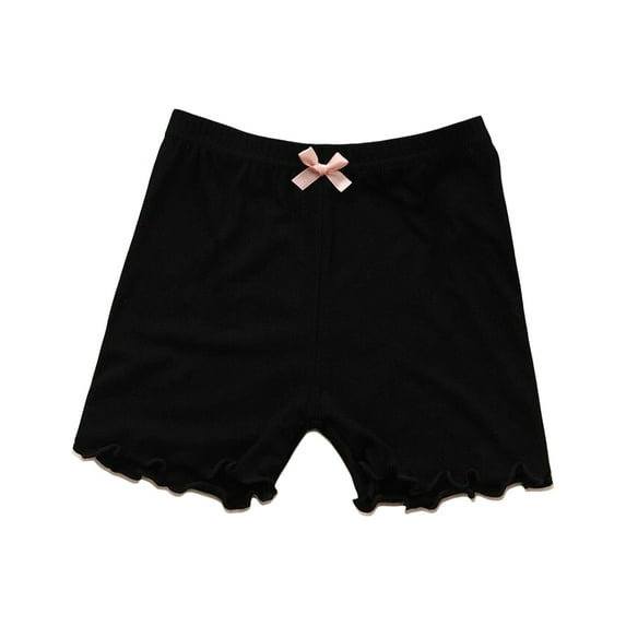 EnJoCho Toddler Girl Wooden Ear Trim Solid Color Bow Decorated Shorts Home Pants Leggings For 3 To 10 Years Baby Kids Comfort Casual Wear Shorts