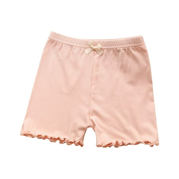 EnJoCho Toddler Girl Wooden Ear Trim Solid Color Bow Decorated Shorts Home Pants Leggings For 3 To 10 Years Baby Kids Comfort Casual Wear Shorts
