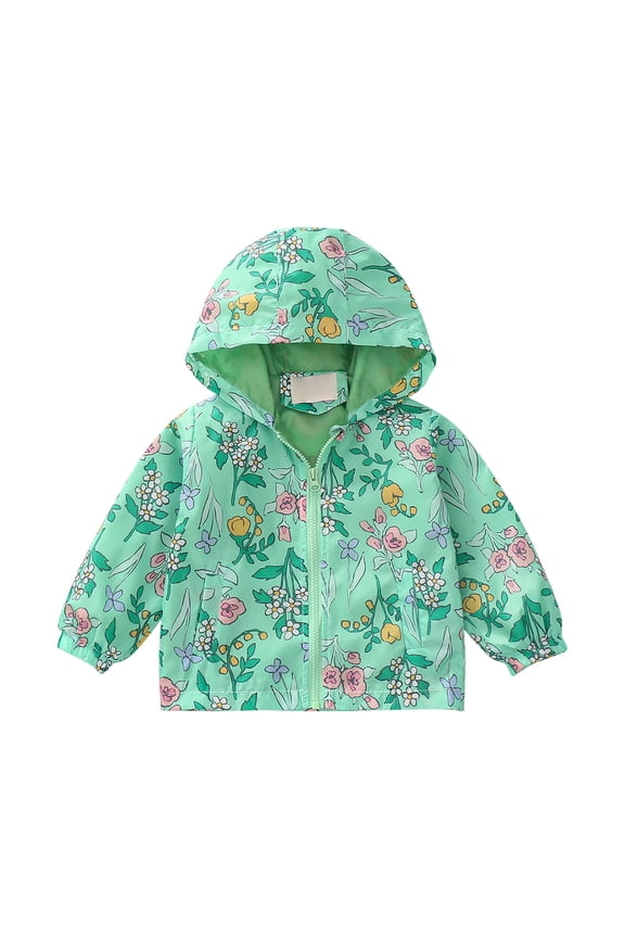 Toddler Girls Boys Cartoon Lightweight Jacket Hooded Windbreaker Spring Summer Zip Up Outerwear Coat Fall Windcoat Rain Shell