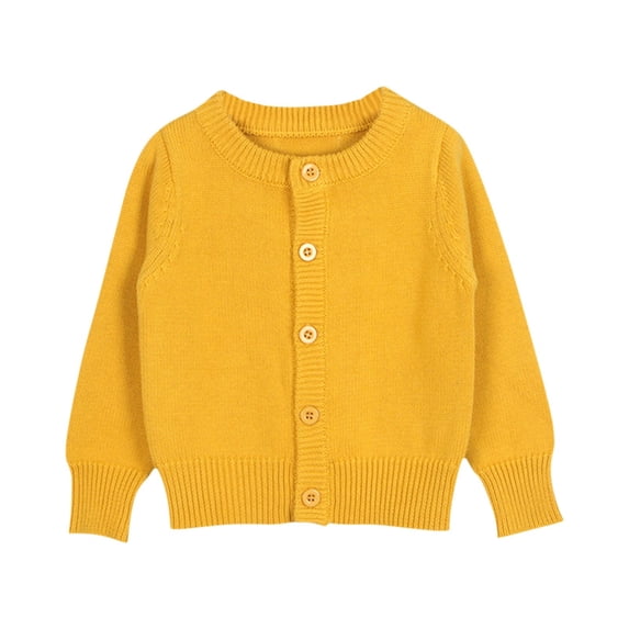 EnJoCho Toddler Girls Crew Neck Button Cardigan Kids Long Sleeve Soli𝖽 Knit Unifor𝗆 Jumper for Boys Girls Back-To-School Long Sleeve Crewneck Sweater Girls