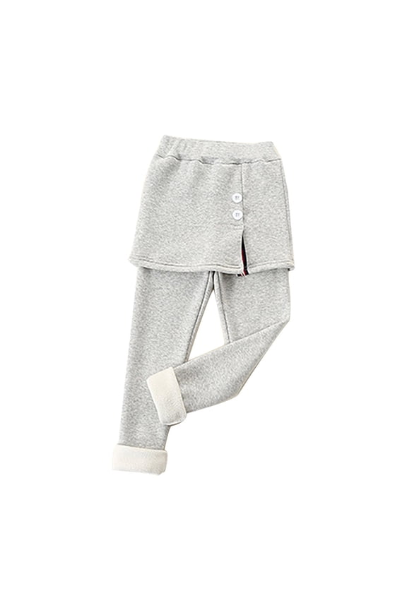 Toddler Girls Fleec𝖾 Lined Thicken Leggings Tights with Skirt Elastic Waist Footless Winter Warm Pants Bottoms Playwear Dance Yoga Clothing Outfits Stockings Thermal