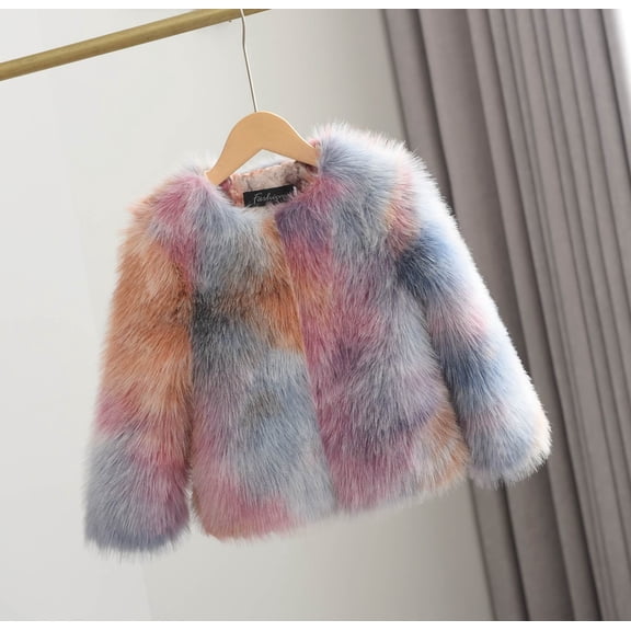 EnJoCho Toddler Girls Kids Tie Dye Fall Winter Lightweight Fuzzy Cardigan Jacket Colorful Coat Open Front Knit Sweater Outerwear Coats
