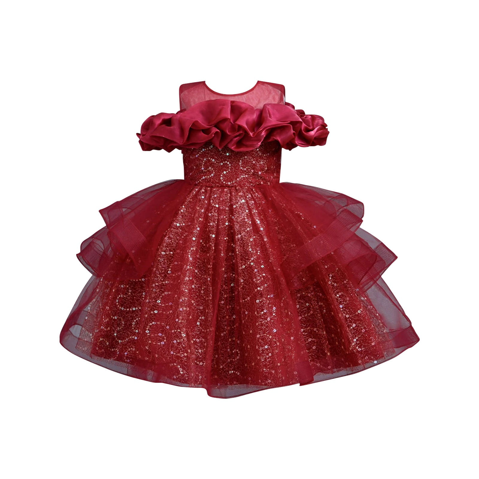 Red Baby Girl Toddler Long Sleeve Lace Baptism Dress Red Baby Girl Toddler Long Sleeve Lace Baptism Dress