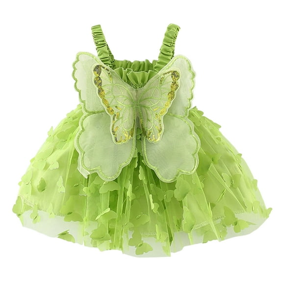 EnJoCho Toddler Girls Sleeveless Butterfly Tulle Lace Ruffles Dress Dance Party Princess Dresses Baby Kids Summer Casual Dresses Cute Girl Party Wear Clothes