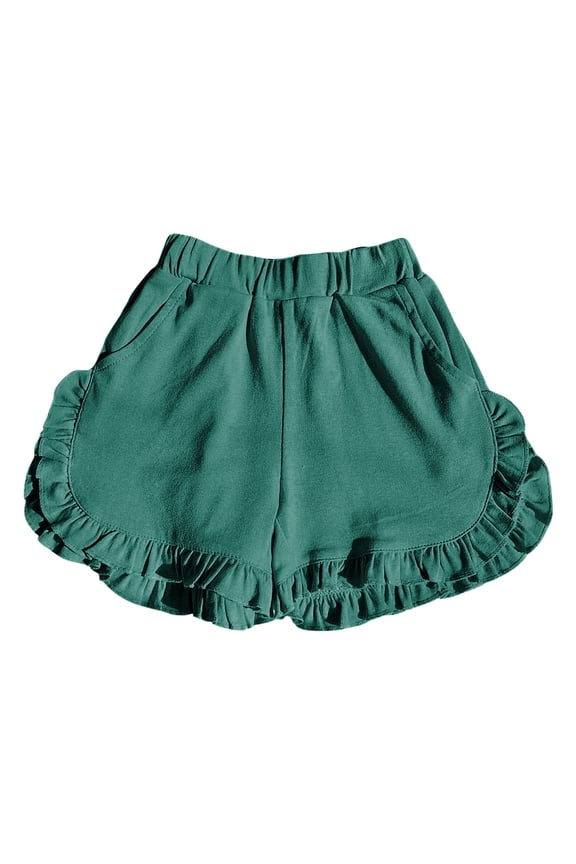 Toddler Girls Solid Color Shorts Fashion Clothes Baby Kids Cute Ruffles Edge Elastic Waist Shorts Clothes Outwear Sports