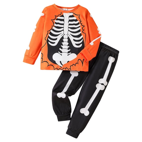 EnJoCho Toddler Hallow-een Outfit 2Pcs Set Skeleton Print Sweatshirt Top and Pants Fall Clothes for Baby Boys Girls Unisex 𝖢ostume Party