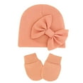 thumbnail image 1 of EnJoCho Toddler Hat and Gloves Set Girls Soft Hats Knit Hat With Bow No Scratch Mittens 0 3 Months Baby Kids Super Adorable Head Wear Gifts, 1 of 4