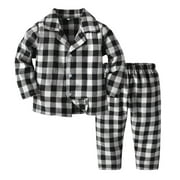 EnJoCho Toddler Home Sleep Wear Kids Boys Girls Red Black Plaids Print Pajamas Winter Coats Pants Outfits Set Christmas Holiday Casual PJS 2 Pieces Set