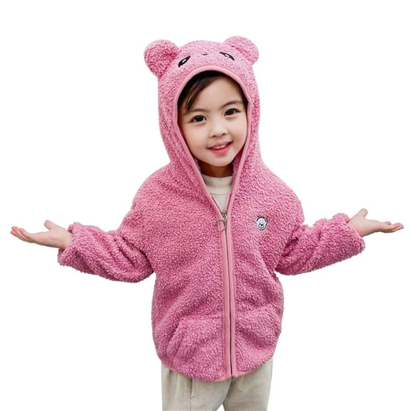 EnJoCho Toddler Jackets Boys 5t Toddler Kids Baby Girls Boys Jacket Bear Ears Hooded Outerwear Zipper Warm Winter Coat Outwear Little&Big Kids Trendy Winter Fall Jackets&Coat Clearance