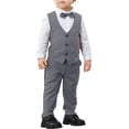 thumbnail image 1 of EnJoCho Toddler Kids Baby Boys Formal Suit Gentleman Outfit Long Sleeve Shirt with Bowtie + Vest + Pants Overalls Clothes 1-7T, 1 of 9