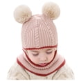 thumbnail image 1 of EnJoCho Toddler Kids Baby Boys Girl Pompon Hat Winter Warm Knit Crochet Beanie Cap Scarf Baby Child Casual Outing Hats, 1 of 3