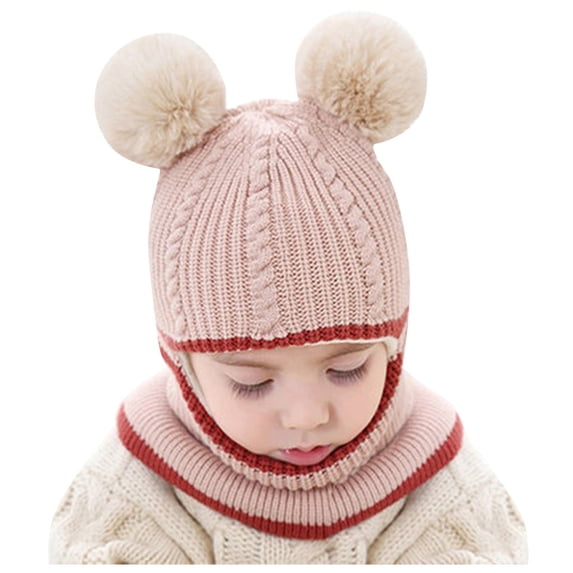 EnJoCho Toddler Kids Baby Boys Girl Pompon Hat Winter Warm Knit Crochet Beanie Cap Scarf Baby Child Casual Outing Hats