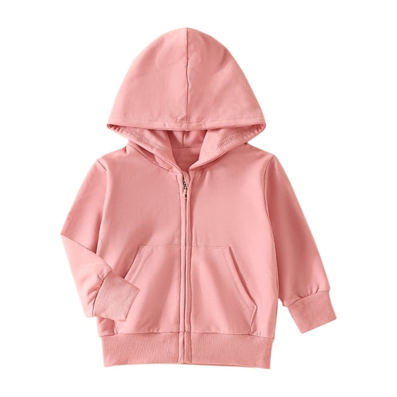 EnJoCho Toddler Kids Baby Outwear Long Sleeve Hooded Pocket Zipper Solid Color Jacket Windproof Coats Girls Boys Warm Outerwear
