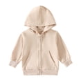 thumbnail image 1 of EnJoCho Toddler Kids Baby Outwear Long Sleeve Hooded Pocket Zipper Solid Color Jacket Windproof Coats Girls Boys Warm Outerwear, 1 of 7