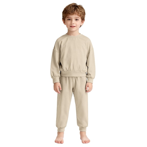 EnJoCho Toddler Kids Boys Girls Cotton 2 Piece Outfits Crewneck Sweatshirt Jogger Sweatpants Plain 𝖳racksuit Loung𝖾 Set Casual Comfort Wear Home Clothes