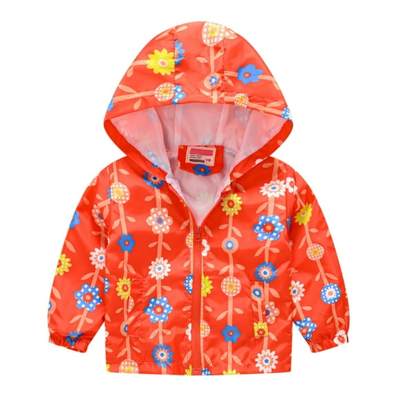 EnJoCho Toddler Kids Cute Windbreaker Boys Girls Breathable Lightweight Rain Jackets Fall Winter Printing Outerwear Waterproof Coat