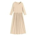 thumbnail image 1 of EnJoCho Toddler Kids Dresses Girl Long Sleeve Scoop Neck Loose Casual Daily Wear Long Maxi Princess Dress Fashion Solid Party Dress Little & Big Children Girl Summer Clothes, 1 of 5