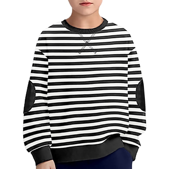EnJoCho Toddler Kids Long Sleeve Pullover Sweater Tops Cotton Striped Knit Sweatshirt Baby Boys Loose Soft Crew Baby Girl Blouse T-Shirts
