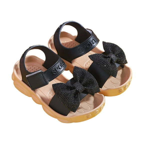 EnJoCho Toddler Kids Sandals Girls Solid Bowknot Princess Shoes Soft Sole Non Slip First Walk Prewalker Beach Shoes Sandals Little Girl Summer Casual Party Shoes
