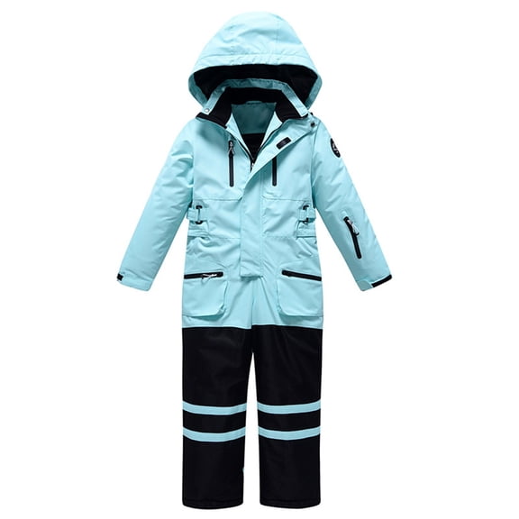 EnJoCho Toddler Kids Snowsuit Insulated Waterproo𝖿 Windproof Hooded Ski Overalls Winter Jumpsuit Lightweight Warm Thermal Snow Wear Outerwear Reversible Play