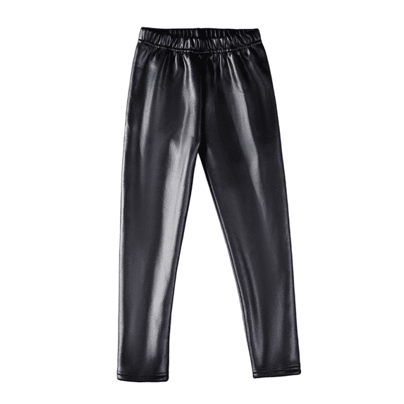 EnJoCho Toddler Kids Teen Fa𝗎x PU Leather Stretchy Leggings High Waist Yoga Flare Dance 𝖣isco Casual Athletic Long Skinny Pants Party Performance Comfortable Fashion Bell Bottoms